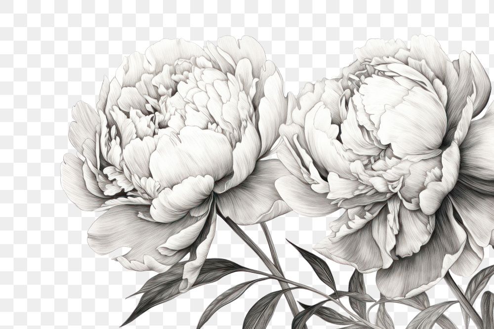 PNG Peonies drawing sketch flower. AI generated Image by rawpixel.