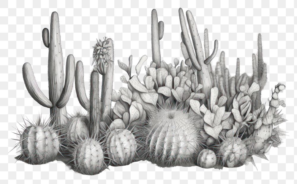 PNG Cactuses drawing sketch plant. AI generated Image by rawpixel.