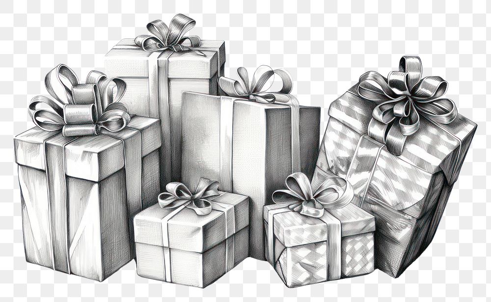 PNG Gift boxes drawing sketch celebration. AI generated Image by rawpixel.