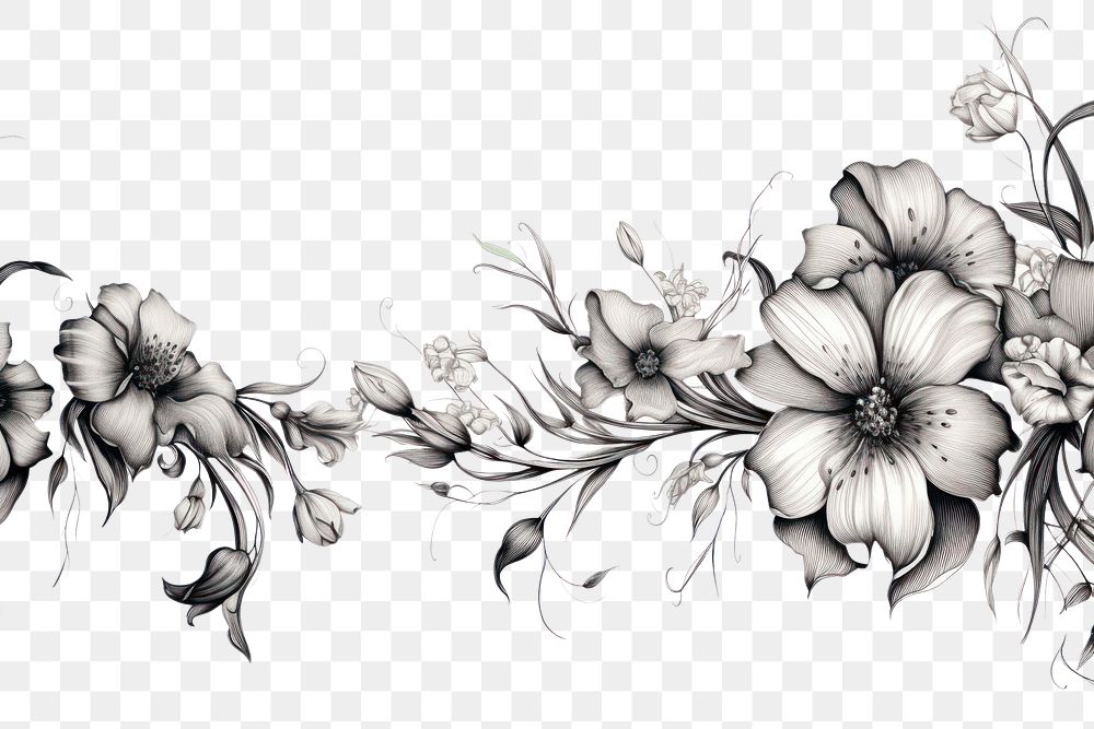 PNG Flowers drawing sketch graphics. AI generated Image by rawpixel.