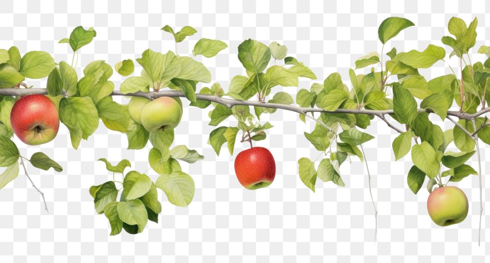 PNG Apple plant border fruit food white background.