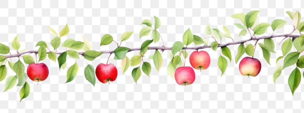 PNG Apple plant border fruit leaf food.