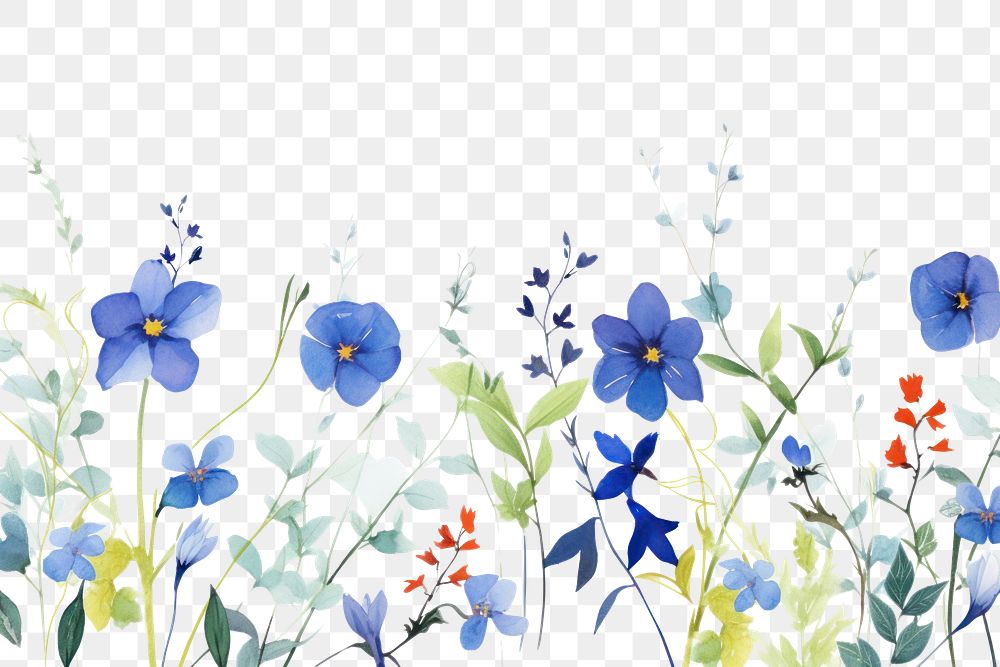 PNG Blue flower border backgrounds pattern plant.