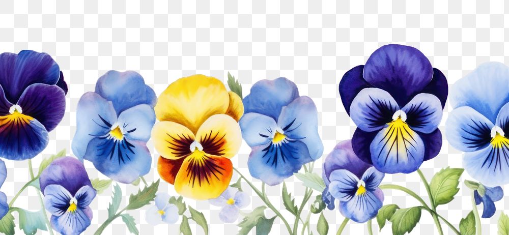 PNG Blue pansy flowers border plant white background inflorescence.
