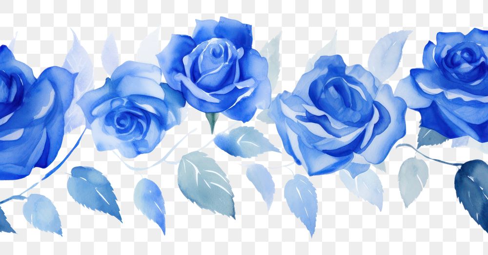 PNG Blue roses border pattern flower plant.