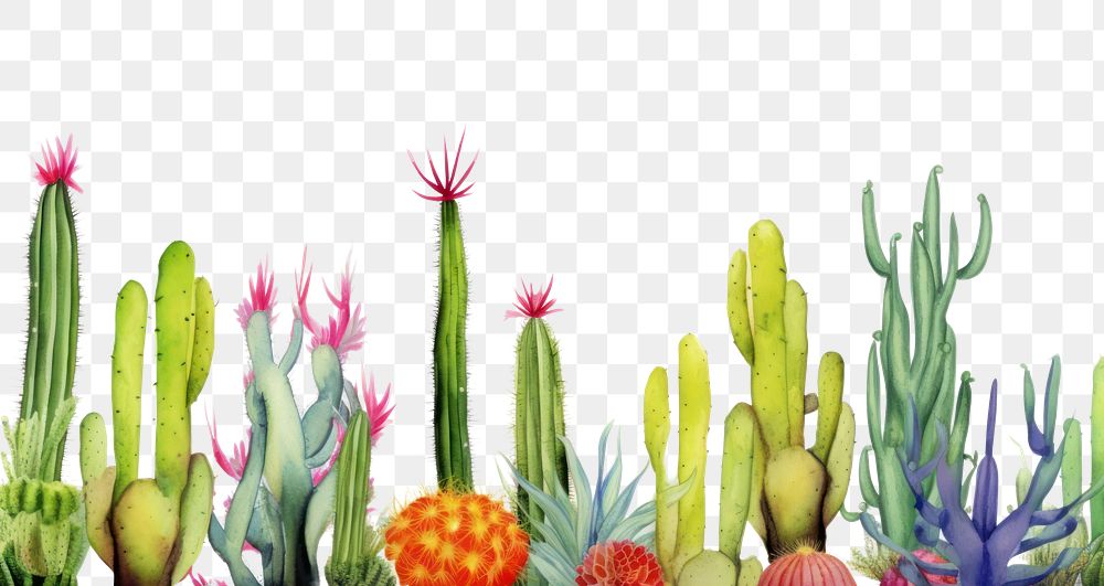 PNG Cactus border plant food white background.