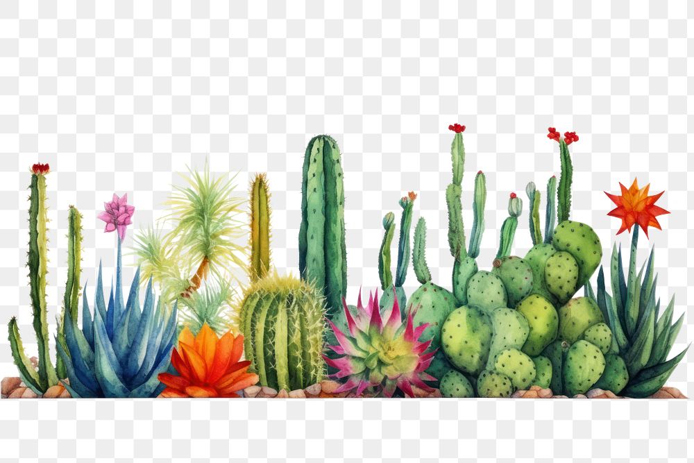 PNG Cactus border plant white background creativity.