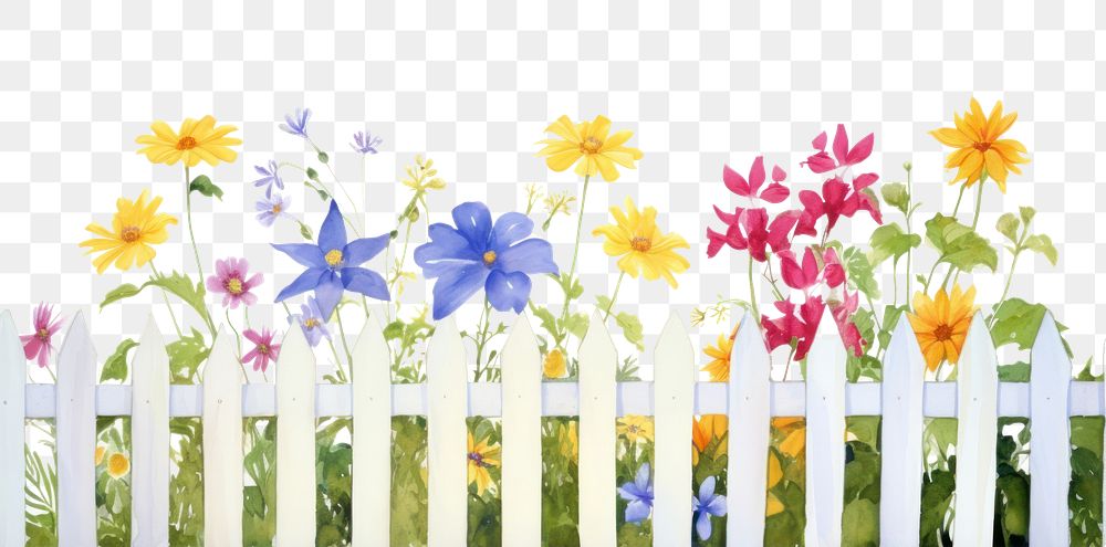 PNG Garden flower with fence border outdoors nature white.