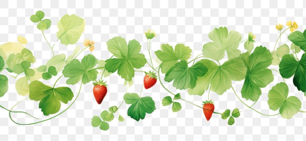 PNG Strawberry and ivy leaves border plant leaf food.