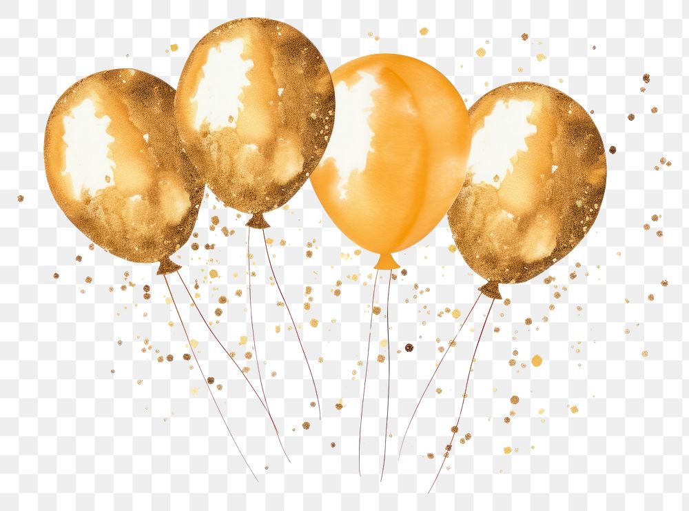 PNG  Balloons gold white background celebration. AI generated Image by rawpixel.