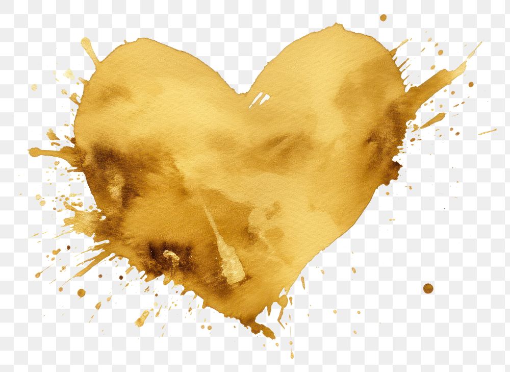 PNG  Broken heart gold white background splattered. AI generated Image by rawpixel.