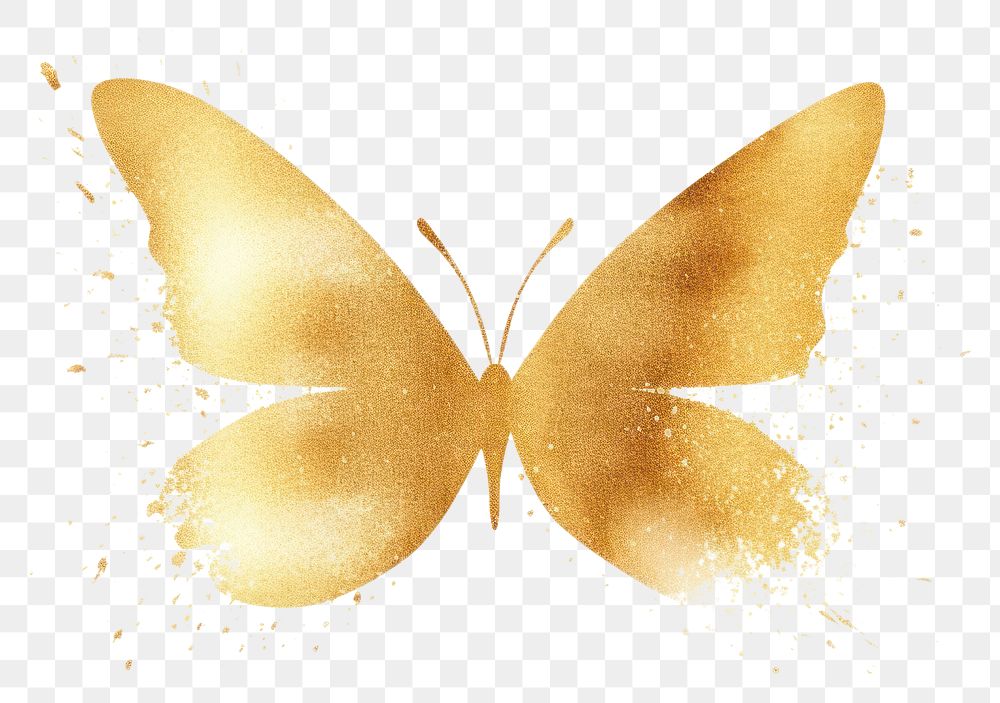 PNG  Butterfly insect gold white background. AI generated Image by rawpixel.