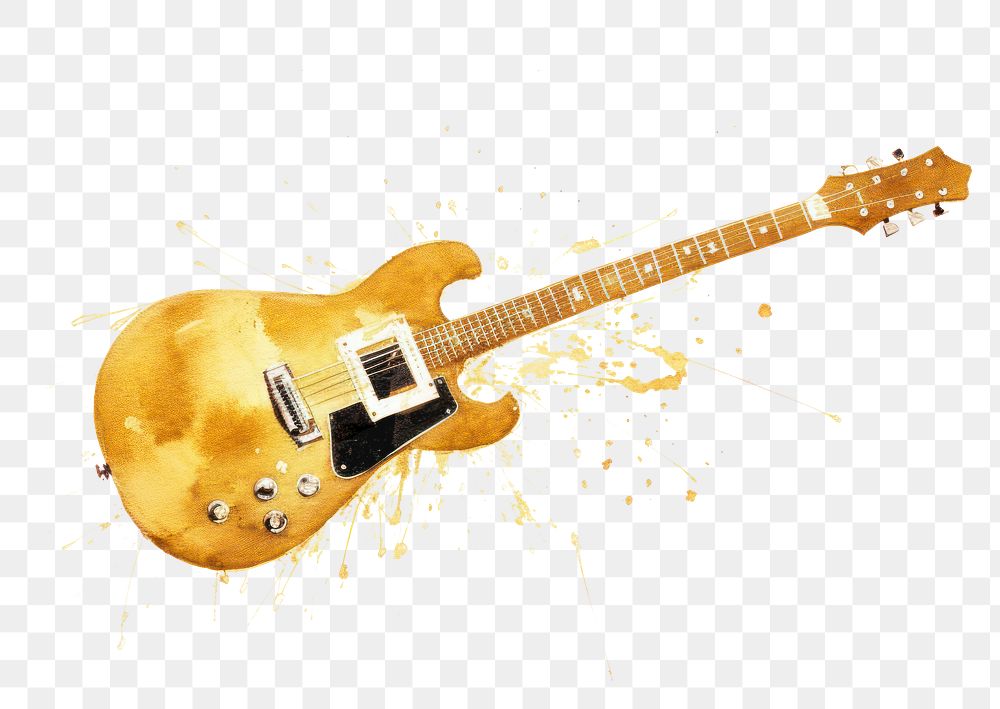 PNG  Guitar white background performance splattered. AI generated Image by rawpixel.