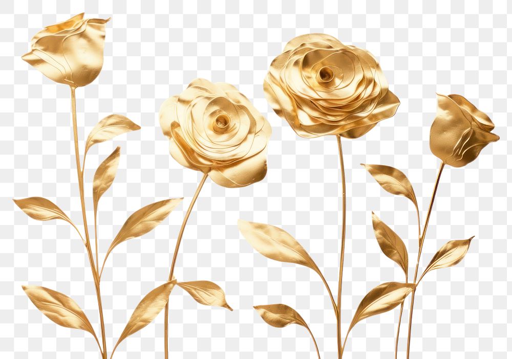 PNG  Roses flower plant gold. AI generated Image by rawpixel.