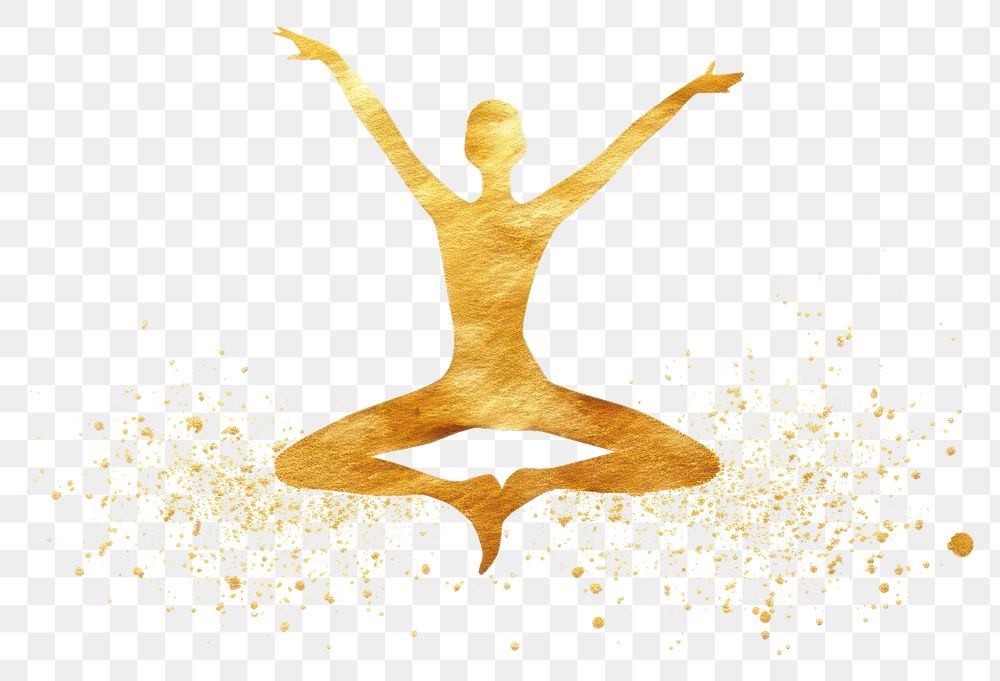 PNG  Yoga gold yoga white background. AI generated Image by rawpixel.