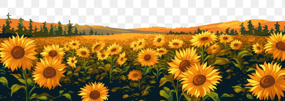 PNG Sun flower field landscape agriculture backgrounds. AI generated Image by rawpixel.