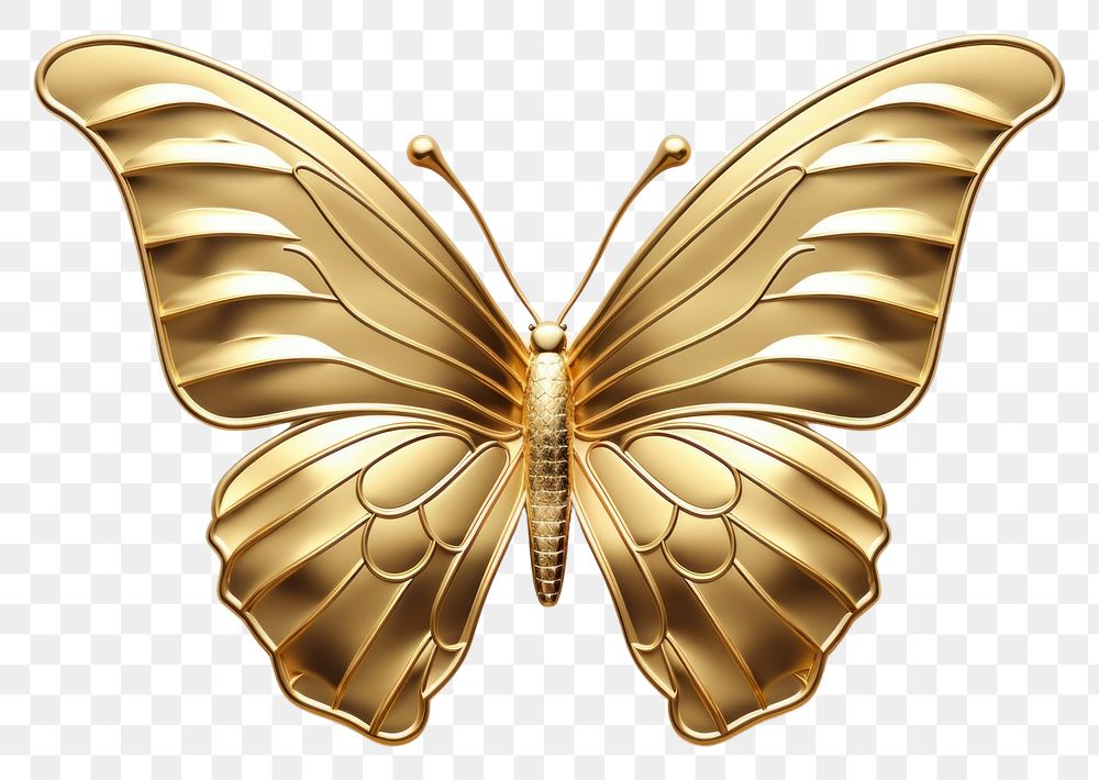 PNG  Butterfly gold white background accessories.