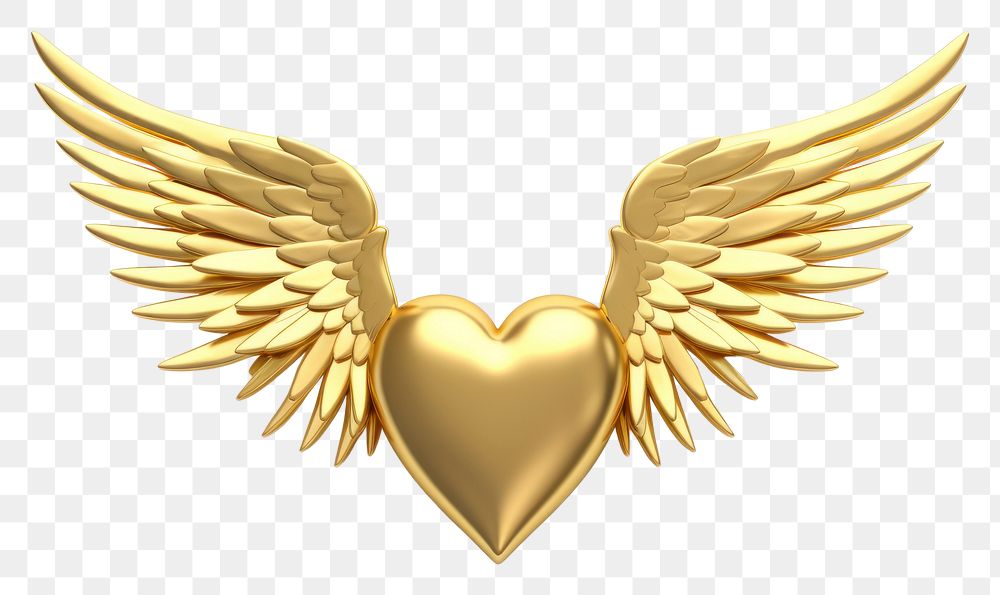 PNG  Round heart with mini wings gold jewelry symbol
