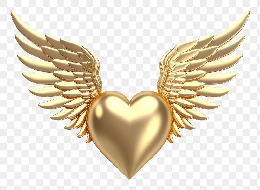 PNG  Round heart with mini wings gold jewelry symbol. AI generated Image by rawpixel.