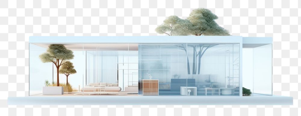 PNG Transparent glass simple house architecture building plant.