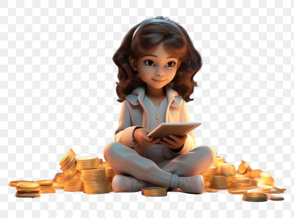 PNG Girl sitting money cross-legged. AI generated Image by rawpixel.