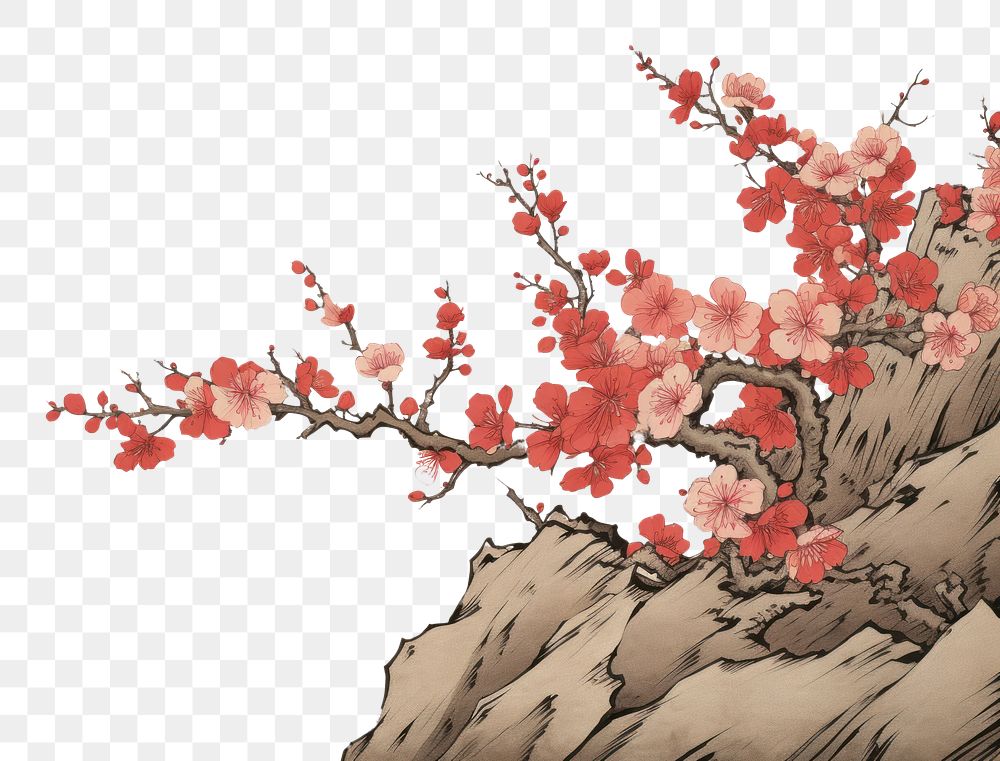 PNG  An isolated sakura flower art painting