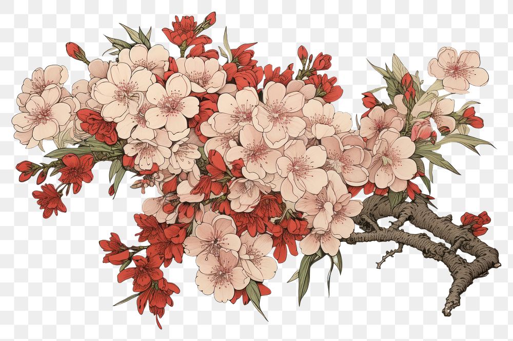 PNG  An isolated sakura bouquet flower art blossom. AI generated Image by rawpixel.
