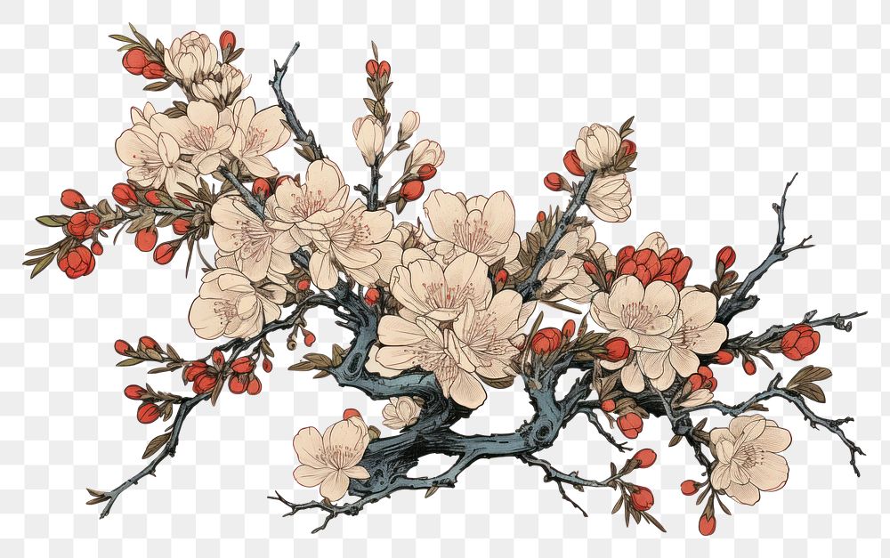 PNG  An isolated sakura bouquet flower art blossom. AI generated Image by rawpixel.