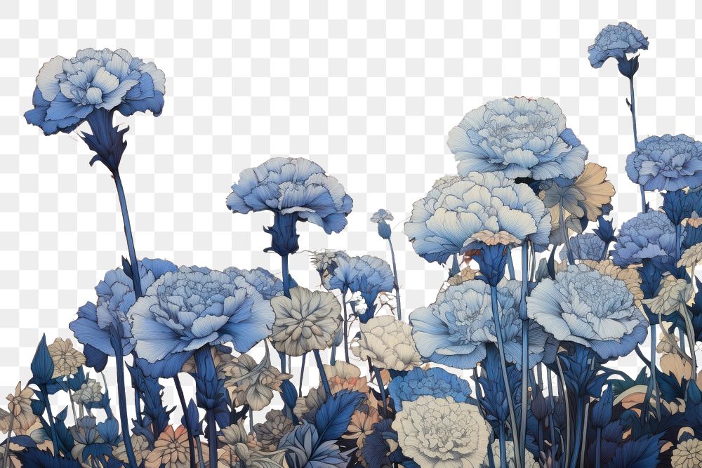 PNG  Blue carnation field flower art outdoors