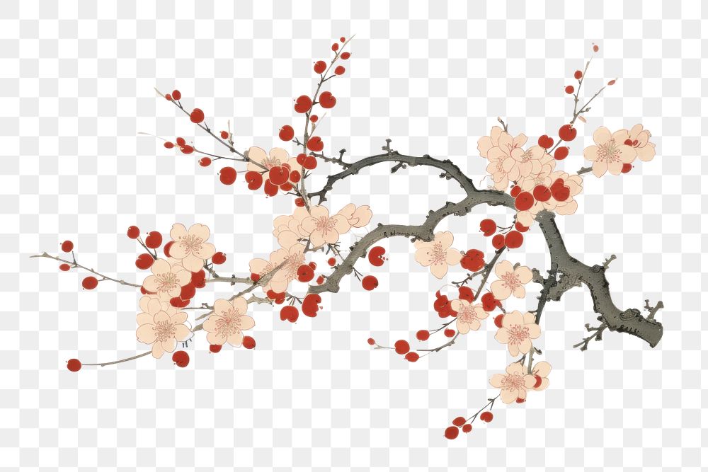 PNG  A isolated sakura flower art painting plant