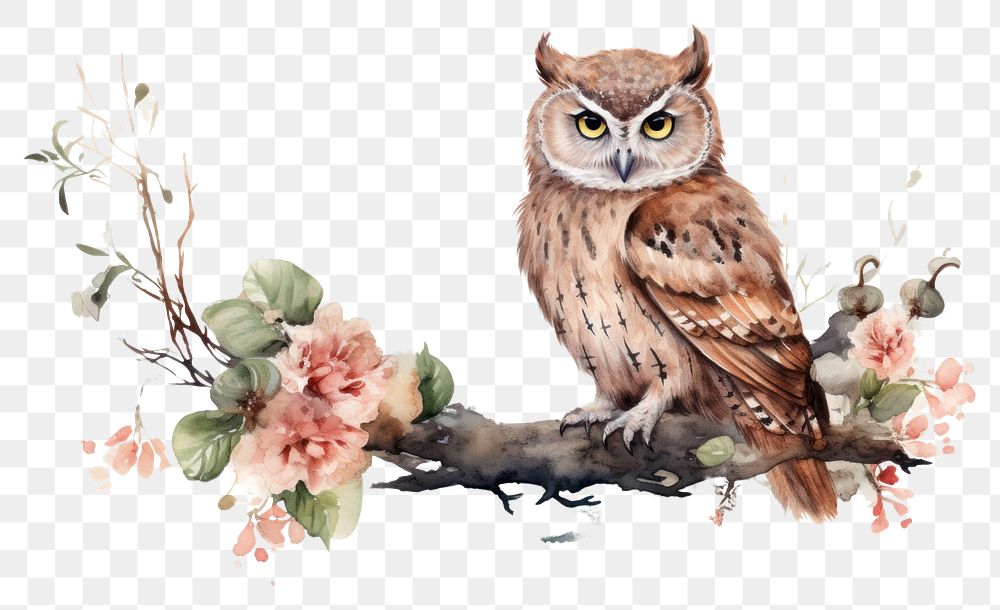 PNG Owl painting animal flower.