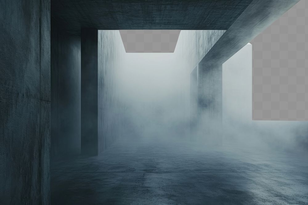 PNG  Dark concrete texture room with fog architecture building monochrome.