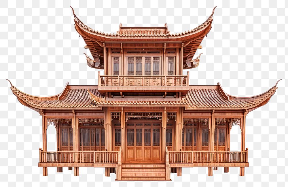 PNG  Asian wood building architecture temple pagoda.