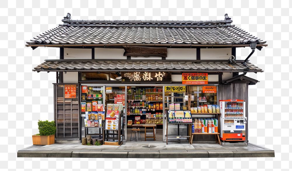 PNG  Local japanese Grocery store architecture building kiosk.
