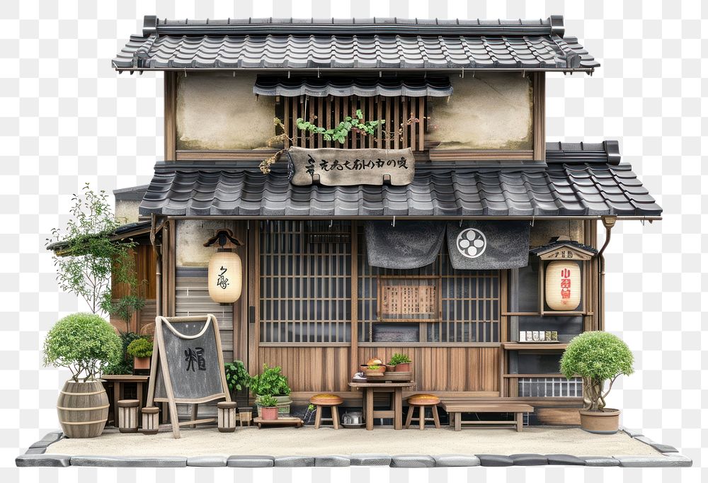 PNG  Local japanese ramen restaurant architecture building outdoors.