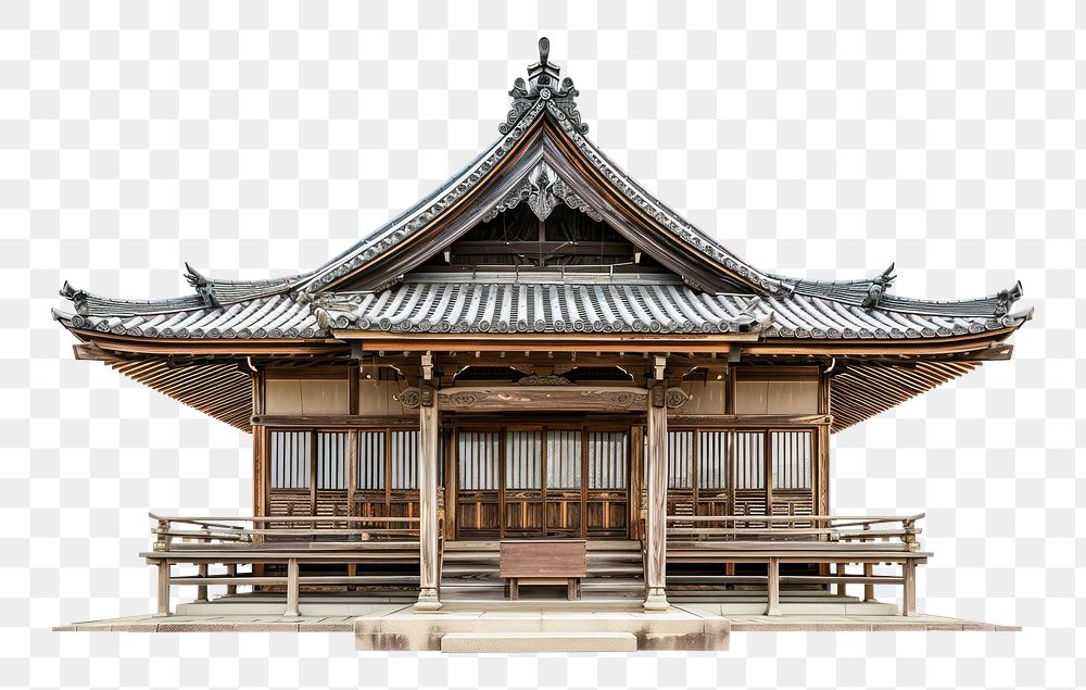 PNG  Local rural japanese wood temple architecture building outdoors.