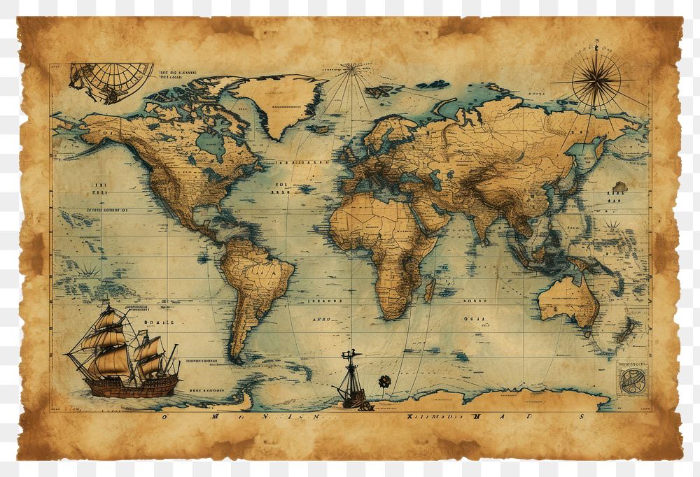 PNG  Vintage map backgrounds transportation exploration. AI generated Image by rawpixel.