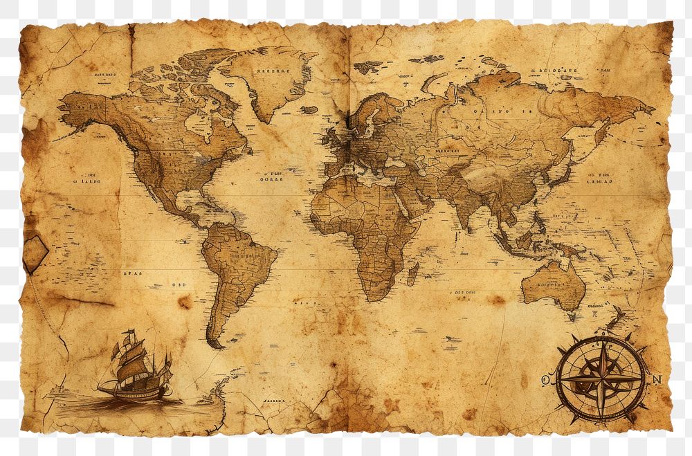 PNG  Vintage map backgrounds transportation parchment. AI generated Image by rawpixel.