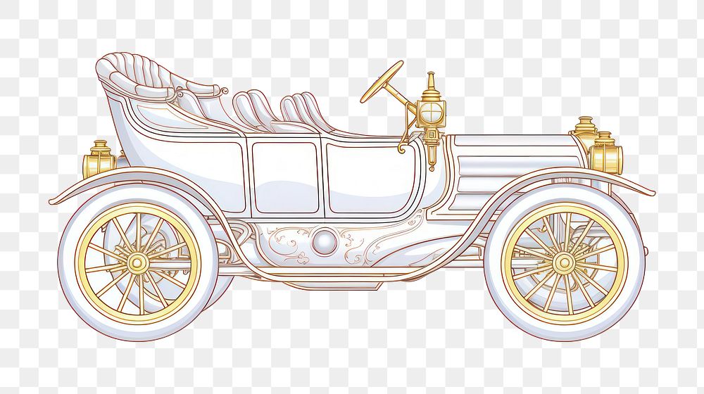 illustration of *a car Alphonse Mucha style* isolated on white background --ar 3:2 --style 19pADPufIwHTB19