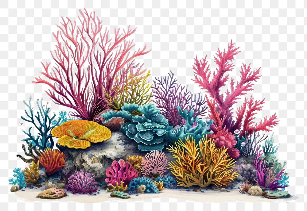 PNG Isolated coral reef outdoors aquarium nature.