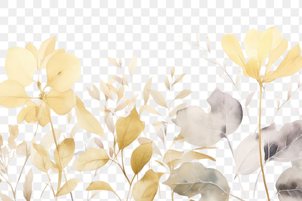 PNG Minimal gold leaves backgrounds painting pattern.