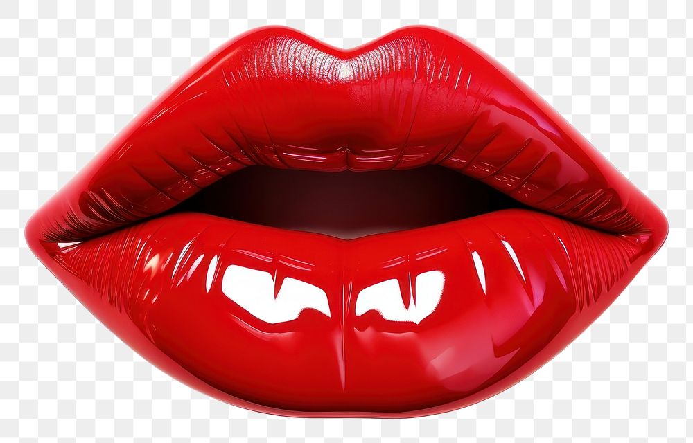 PNG Glossy red woman lips with tongue cosmetics lipstick white background.