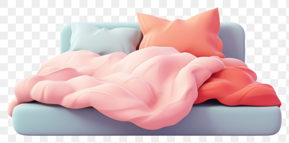 PNG  A bed with pillows furniture cushion cozy. AI generated Image by rawpixel.