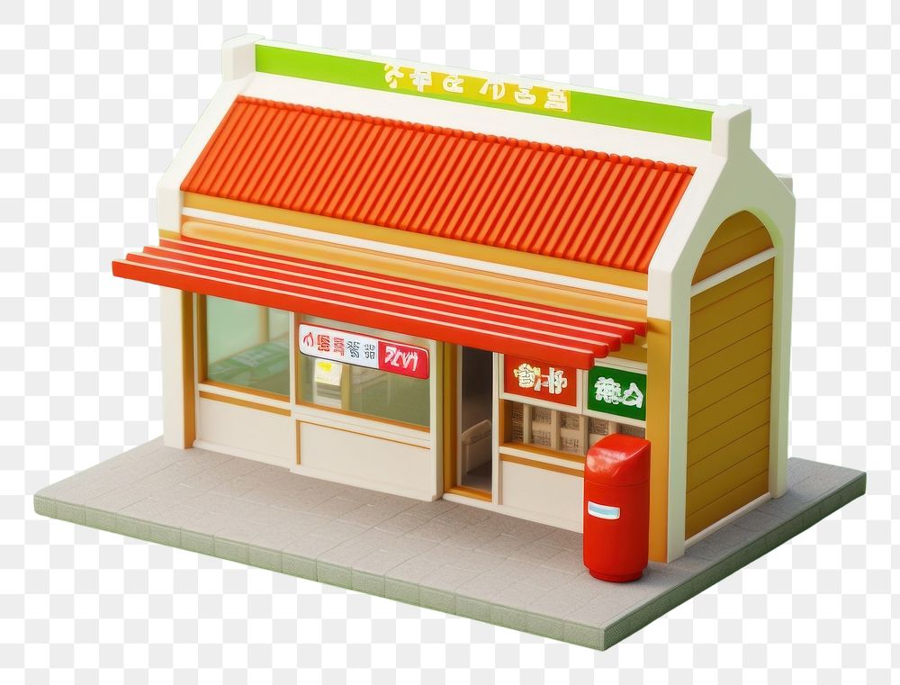 PNG  Small business japanese minimart kiosk architecture dollhouse.