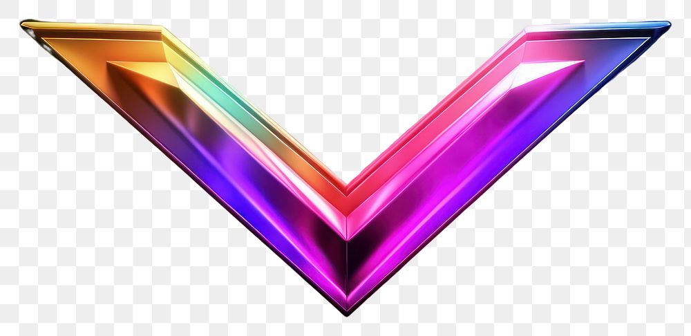 PNG  3D render of neon arrow icon purple light illuminated.