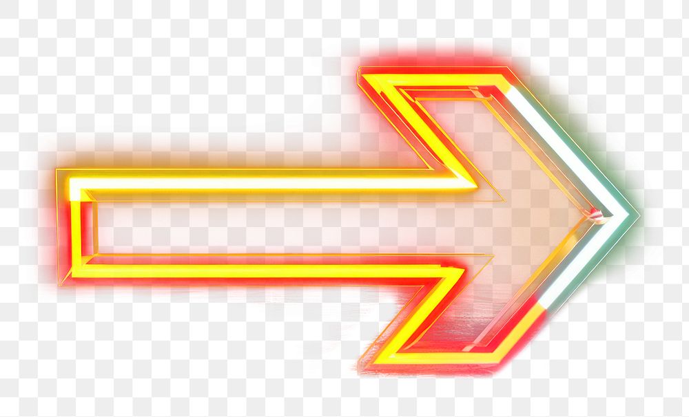 PNG  3D render of neon arrow icon symbol light architecture