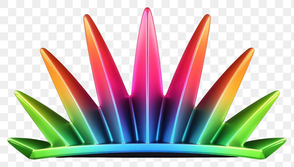 PNG  3D render of neon crown icon lighting illuminated celebration.