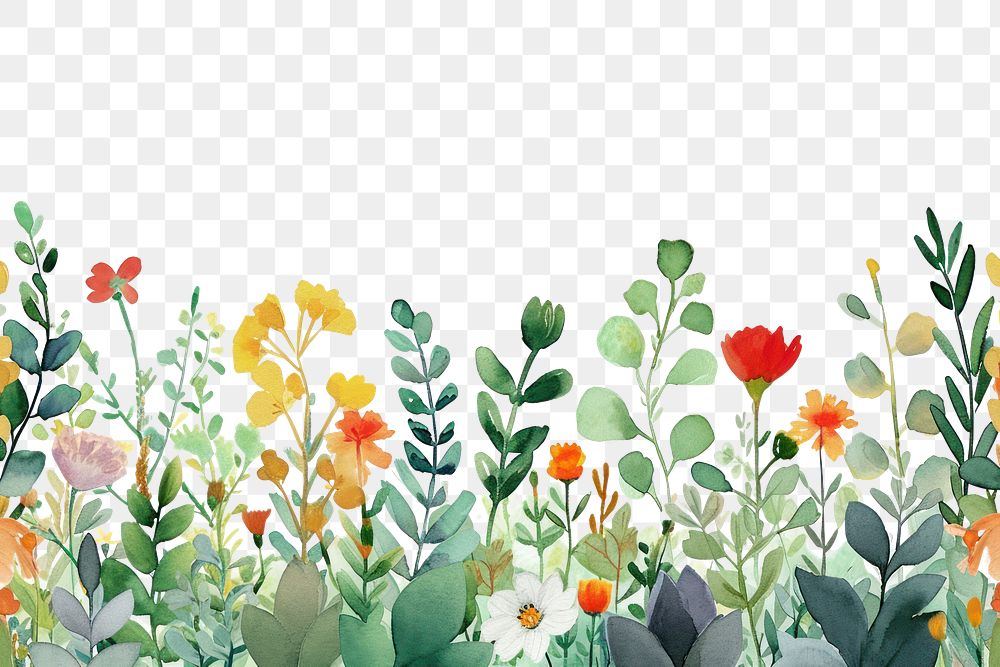 PNG  Colorful Wildflower border backgrounds outdoors pattern.