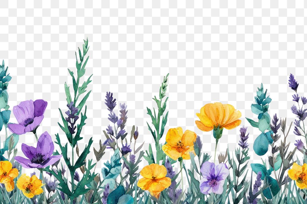 PNG  Small Wildflower border backgrounds wildflower lavender.