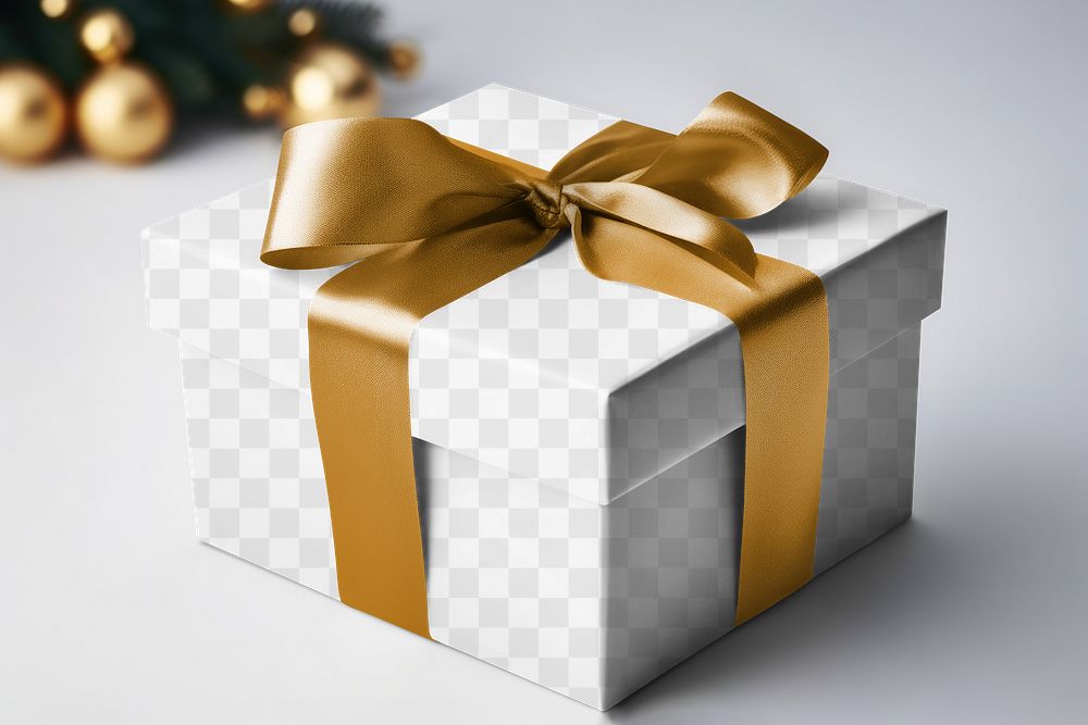 Gift box png mockup, transparent design